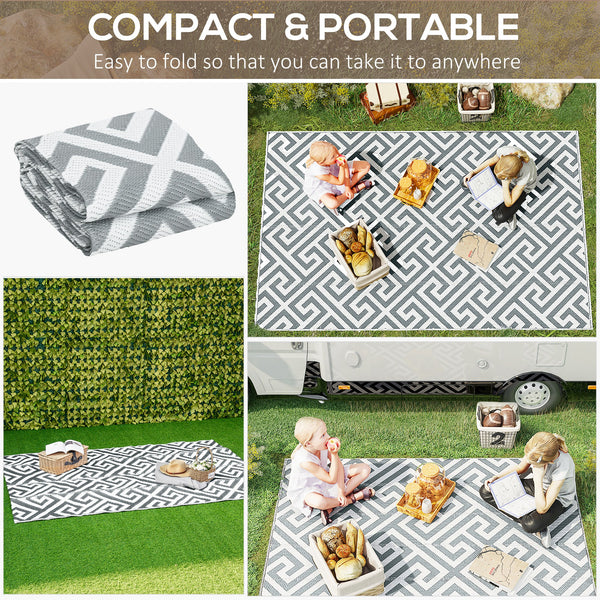 Reversible outdoor rug, grey and white