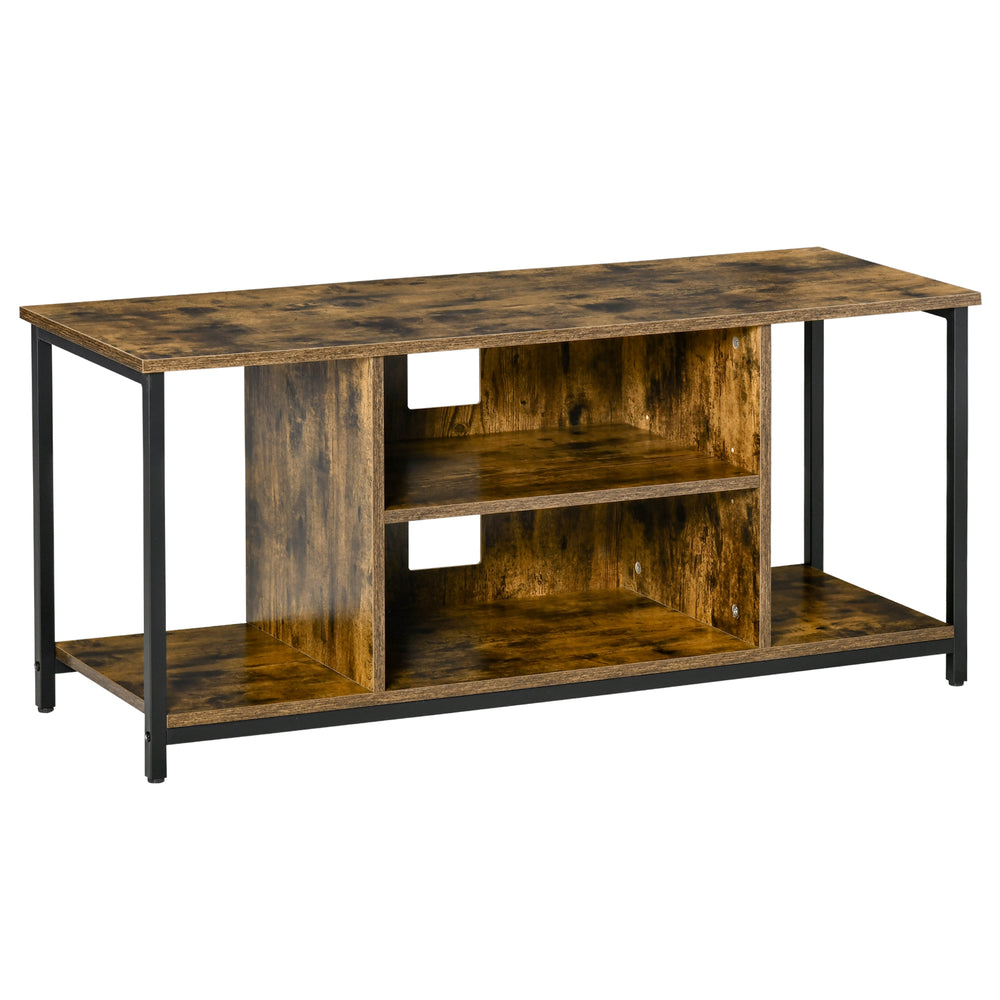 TV Stand for TVs up to 55 inches with Open Storage Shelves, Rustic Brown