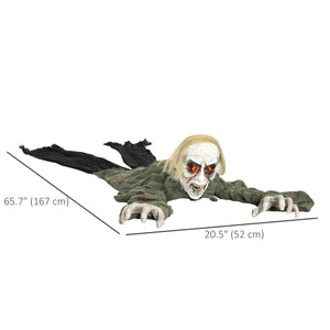 Crawling Zombie Halloween Decoration, Animated Decorative Accessory with Sound Activation and Light-Up Eyes