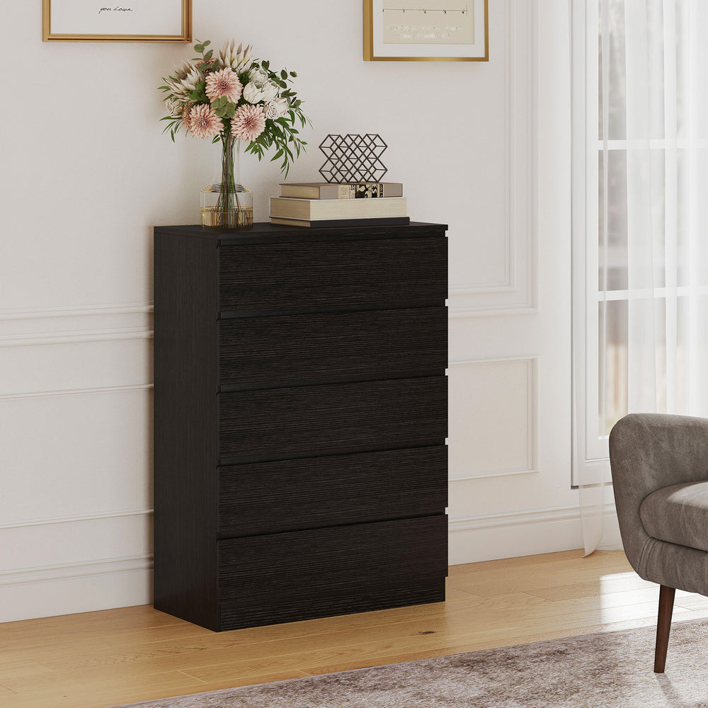 5-drawer dresser for bedroom, black
