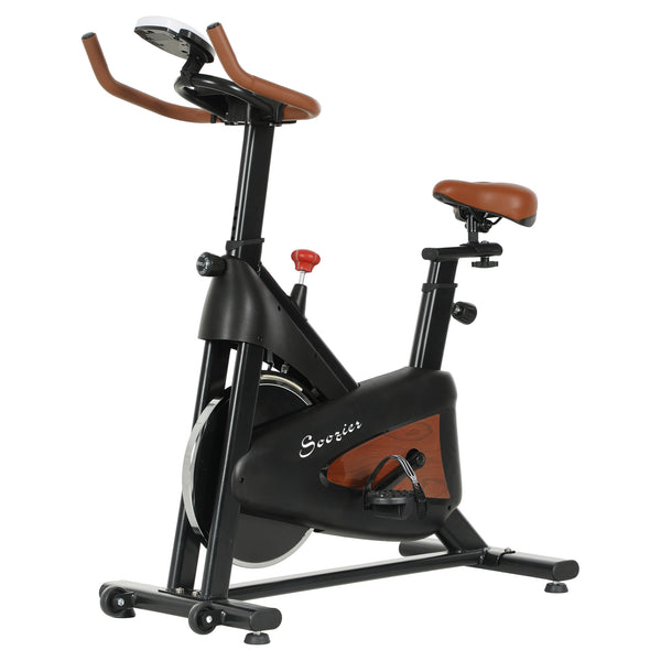 Silent exercise bike with adjustable resistance and seat, black