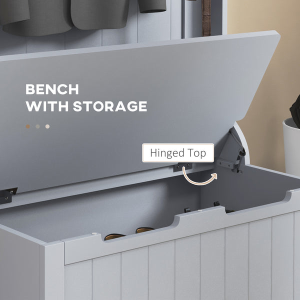3-in-1 Hallway Unit with Coat Rack, Grey 
