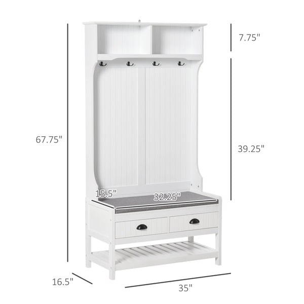 Hallway furniture with bench and shoe storage, white