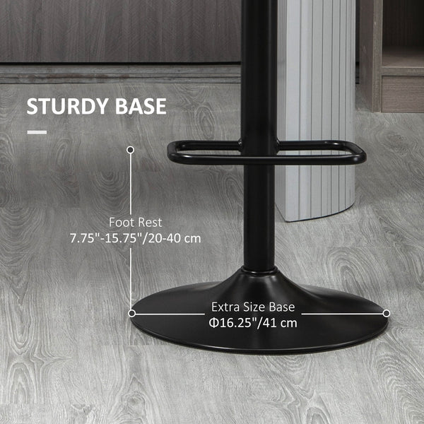 Set of 2 swivel bar stools in synthetic leather, black