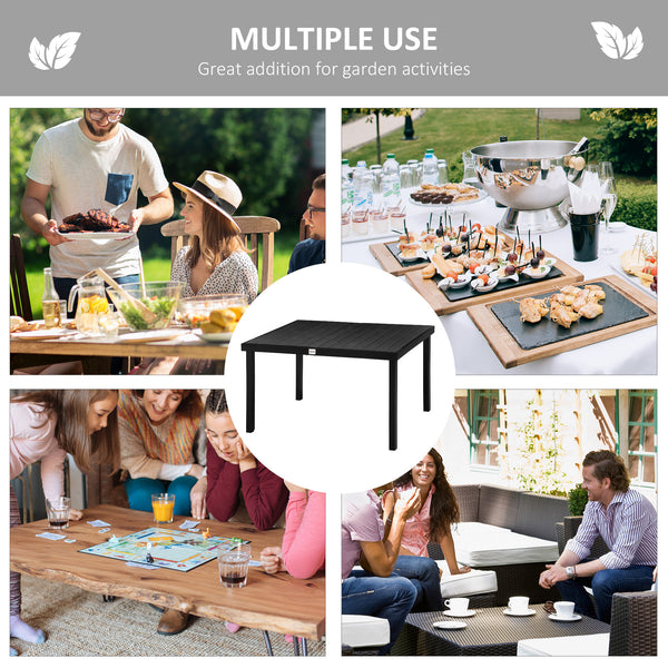 Rectangular aluminum garden table, black