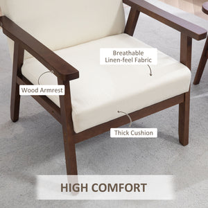 Modern accent chairs with upholstered seat, cream white