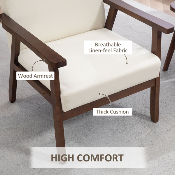 Modern accent chairs with upholstered seat, cream white