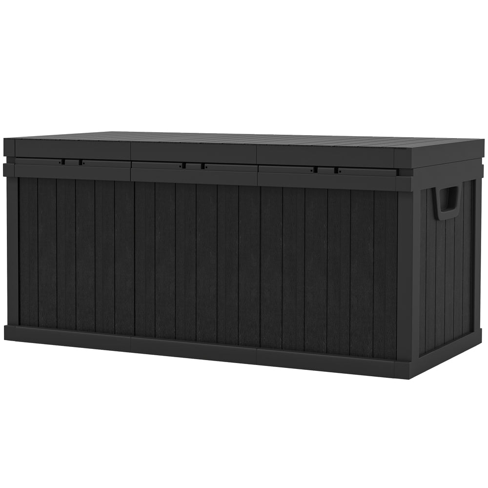 Outdoor Resin Storage Box with Handles, Waterproof for Garden Tools, Black