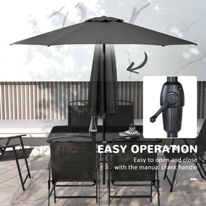 8-piece patio set with parasol, black