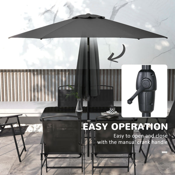 8-piece patio set with parasol, black