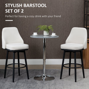 Set of 2 Extra Tall 360° Swivel Bar Stools, Cream White