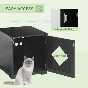 Concealed Cat Litter Box Cabinet, Easy Assembly, Black