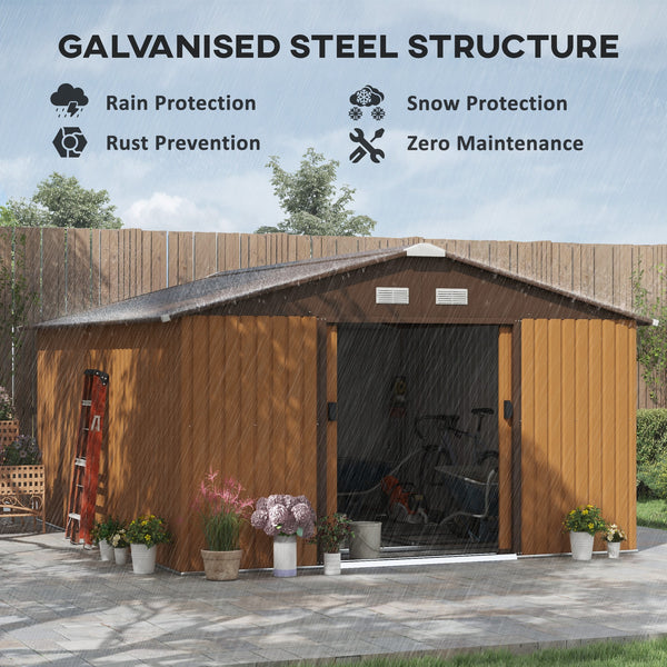 Garden shed with foundation kit and double door