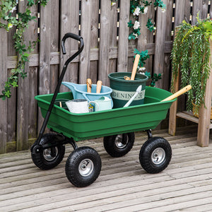 Steel garden cart with handle and 10" pneumatic tires