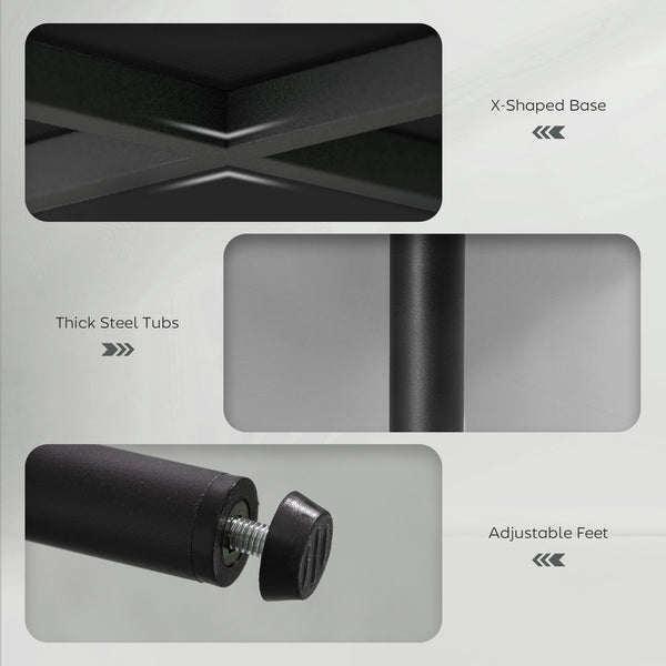 Set of 2 padded bar stools in corduroy, black