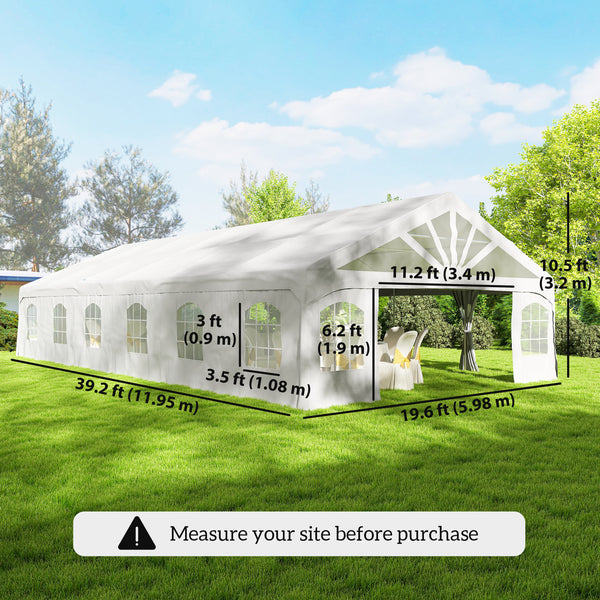Heavy-duty 20 x 40 ft. white party tent