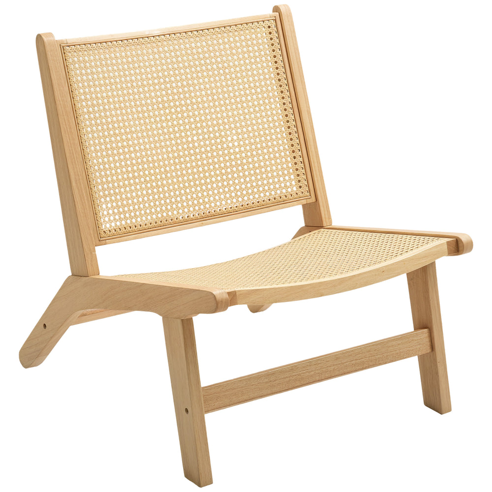 Rattan accent chair with rubberwood frame, natural color