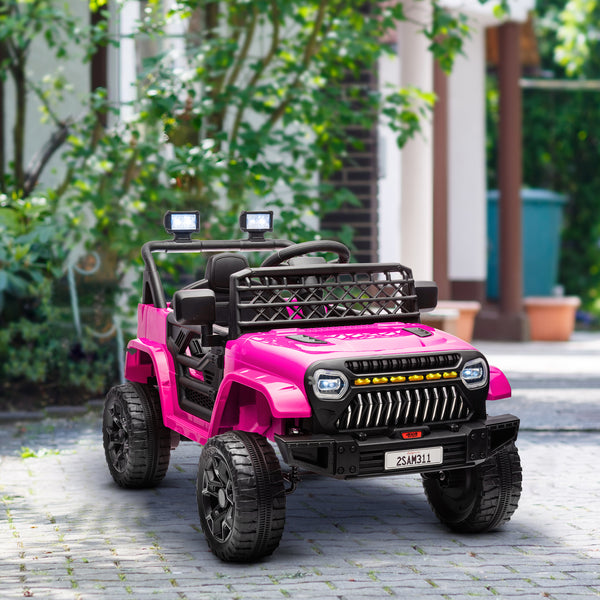 12V electric car with remote control and music, pink