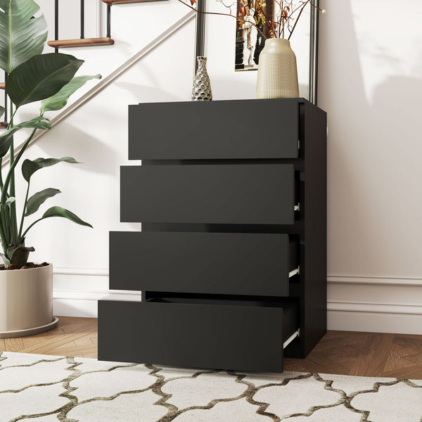 4-drawer chest of drawers for independent storage, black