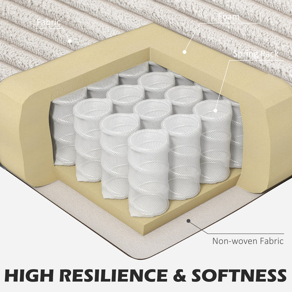 Vintage 2-seater sofa with rolled armrests and rubberwood legs, beige