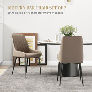 Set of 2 upholstered kitchen chairs, beige