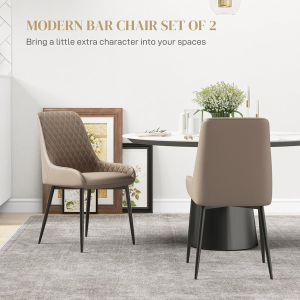 Set of 2 upholstered kitchen chairs, beige