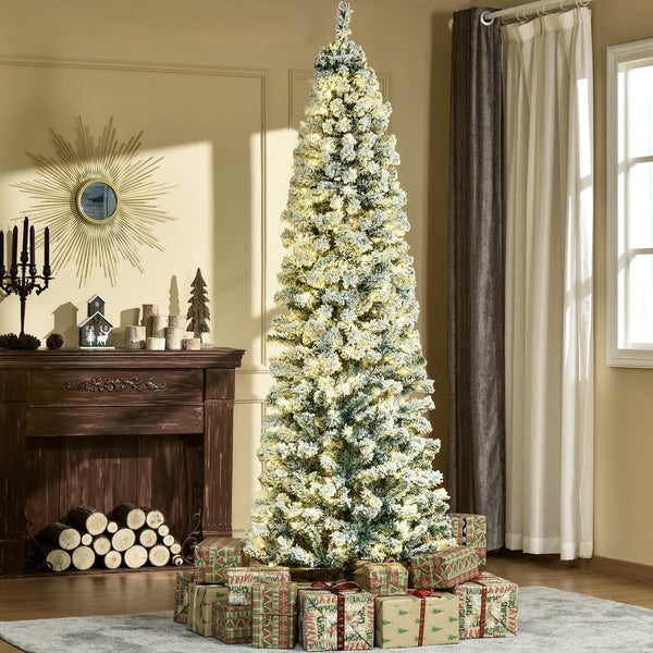7.5ft Pre-Lit Frosted Christmas Tree