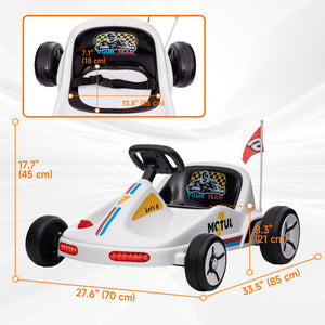 6V electric go-kart for children aged 3 to 5 years with music, lights, horn, white