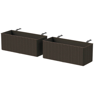 Set of 2 hanging flower pots, brown