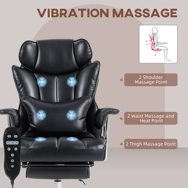 Massage office chair with 6-point vibration, black