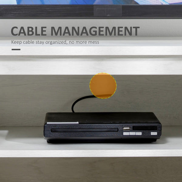 TV stand for TVs up to 55 inches, with adjustable shelves and cable management, white