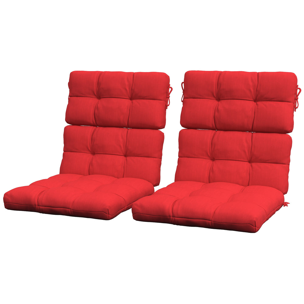Lot de 2 coussins capitonnés rouges avec attaches, conçus pour chaises de patio d’extérieur