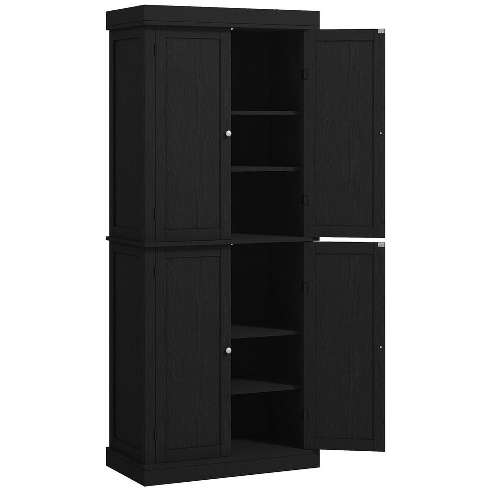 72.5" Freestanding Kitchen Cabinet with 4 Doors, Black