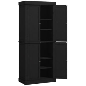 72.5" Freestanding Kitchen Cabinet with 4 Doors, Black
