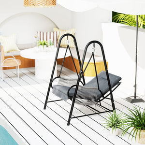 Hanging chair with stand and seat cushion included, light grey