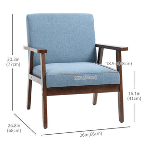 Accent chairs with linen upholstered seat, blue
