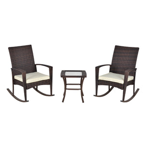 3-piece garden set in woven resin, cream white