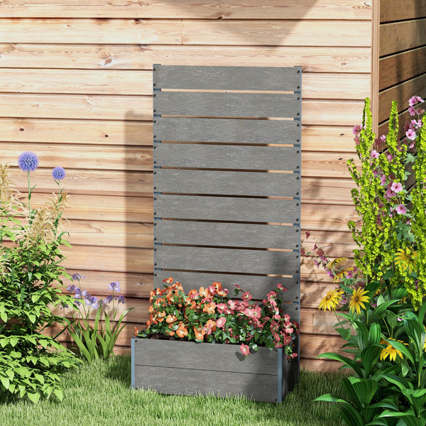 Raised planter with trellis for climbing plants, dark grey