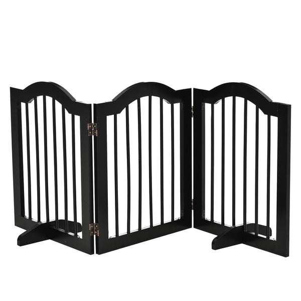 3-Panel Foldable Dog Gate with Support Feet, Black