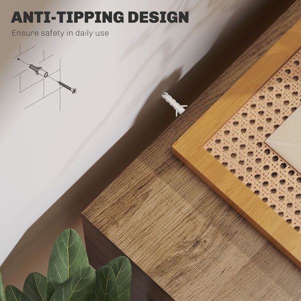 Console table with drawers and hairpin legs, brown