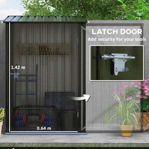 Galvanized steel garden shed with lockable door, dark grey