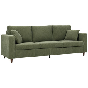 3-seater sofa with wide corduroy seat and deep seat, spring cushions, green