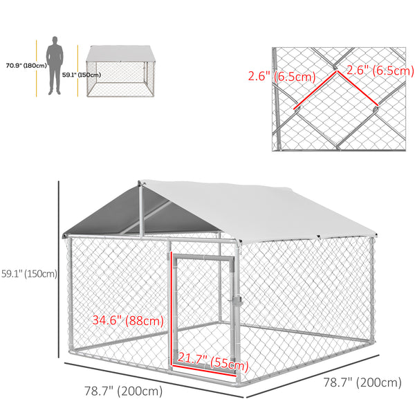 Heavy-duty galvanized steel outdoor dog kennel with UV-resistant roof
