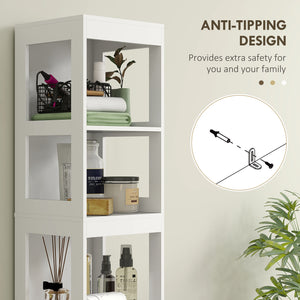 Narrow bathroom storage cabinet, white