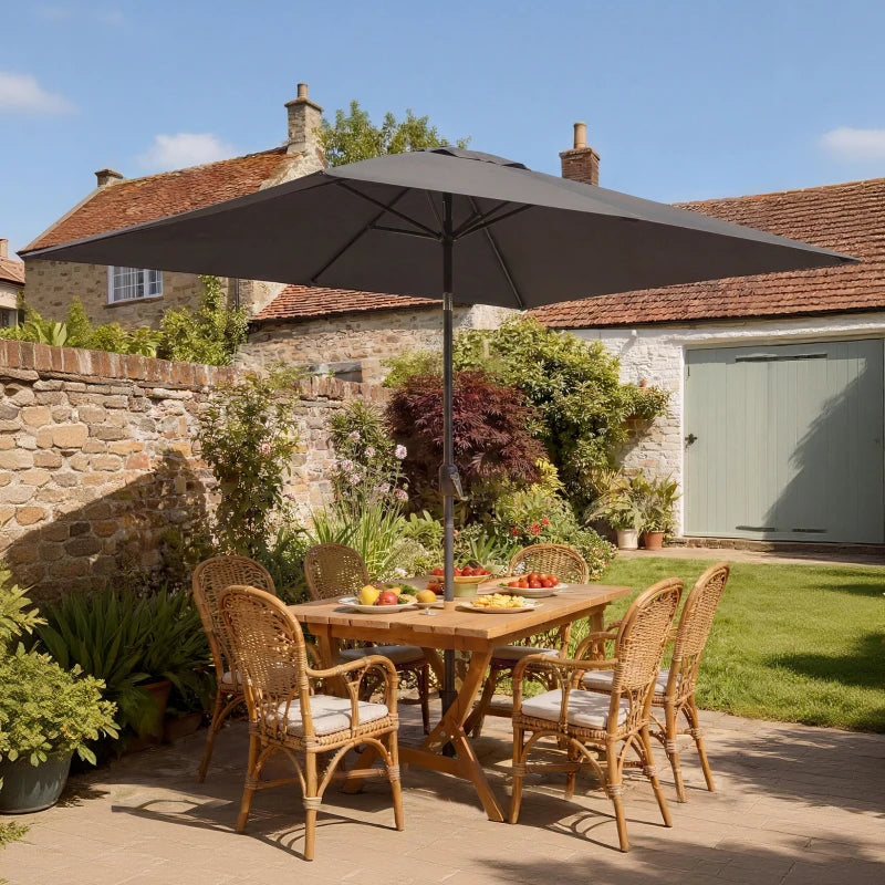 6.5 x 10 ft Rectangular Umbrella, Dark Gray
