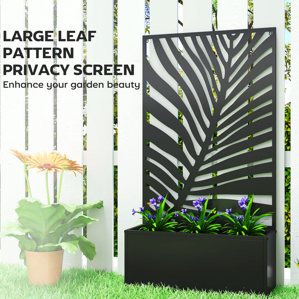 Metal planter with trellis for climbing plants