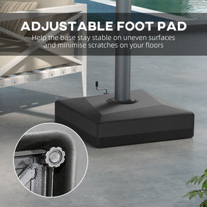 Offset parasol base with lifting wheel 