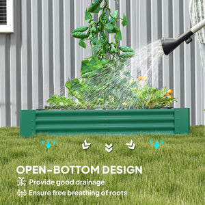 Reinforced galvanized raised planter with open bottom, green 