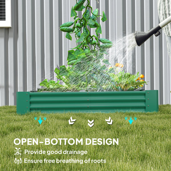 Reinforced galvanized raised planter with open bottom, green 