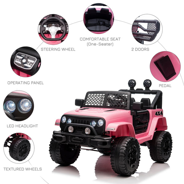 12V Electric Off-Road Truck with Remote Control, Pink